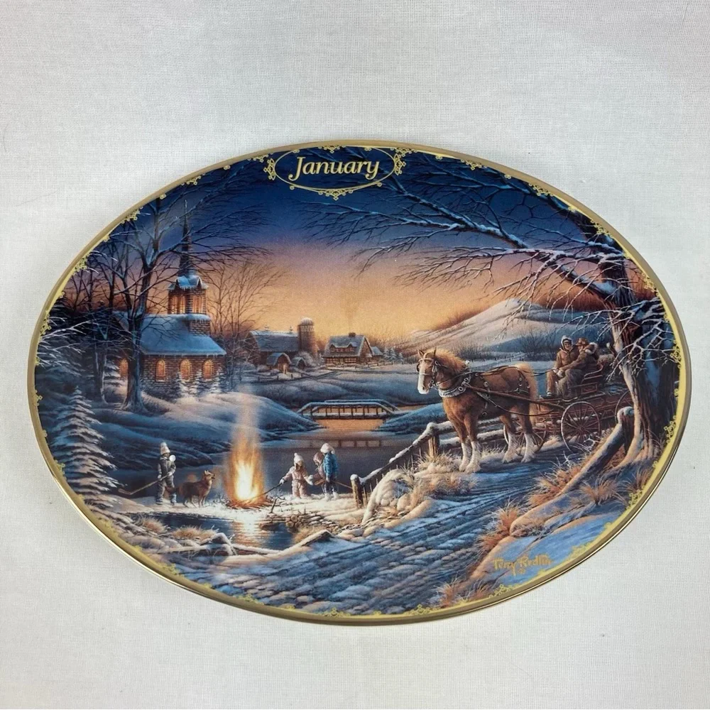 The Bradford Exchange JANUARY Sharing The Evening Plate Seasons to Remember 1999